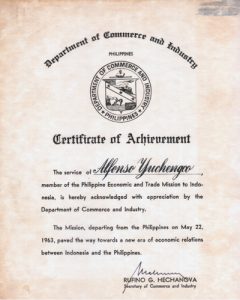 1963 AY Cert of Achievement - Dep of Commerce and Industry